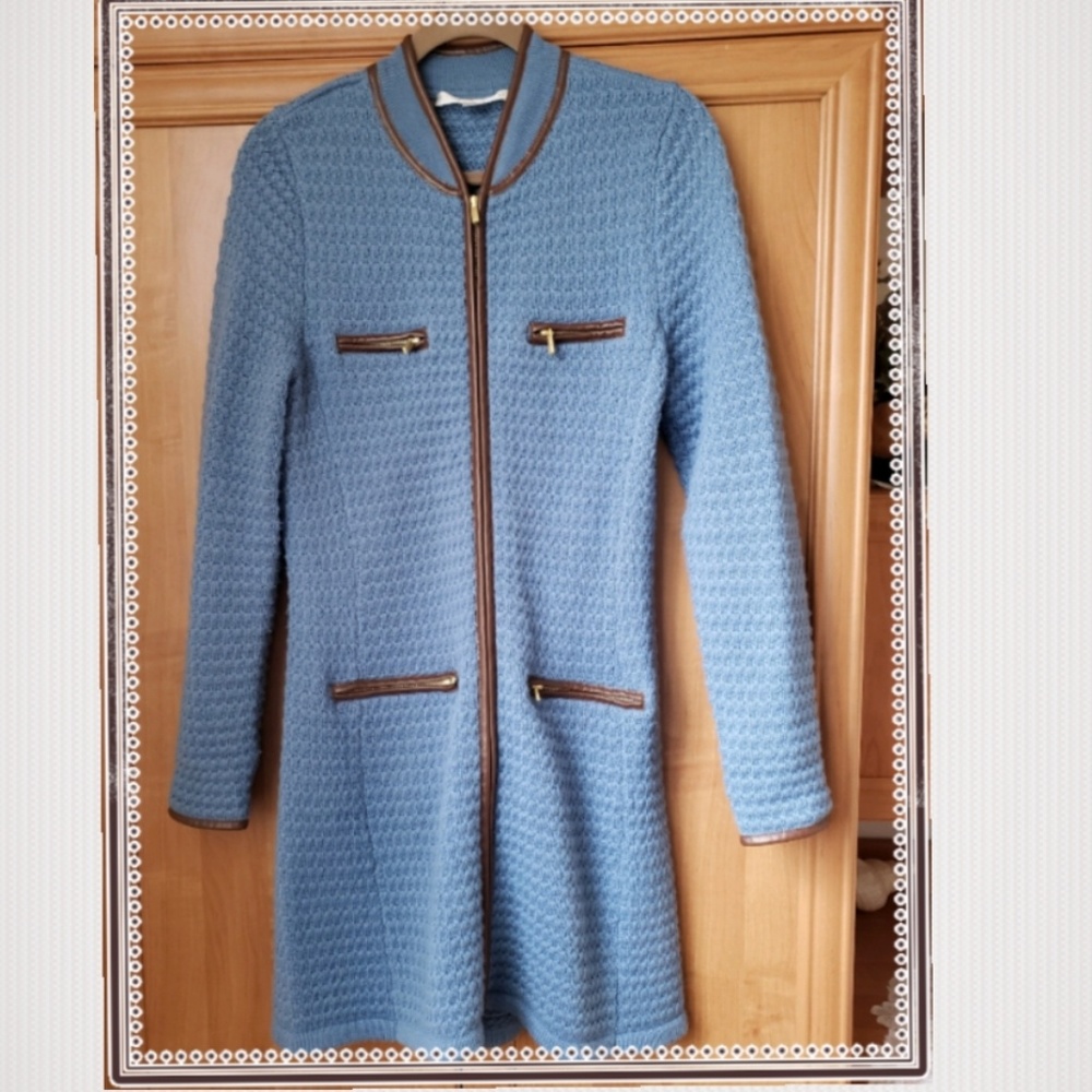 Piped textured sweater jacket by Boston Proper